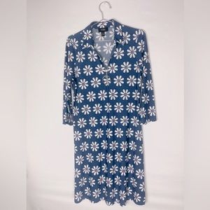 MSK dress with collar and zipper v-neck. Blue with white flower pattern, cute!
